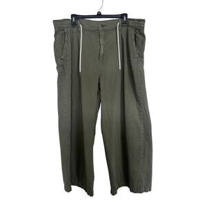 Old Navy Olive Green High Rise Drapey Drawcord Wide Leg Pants 16 Casual